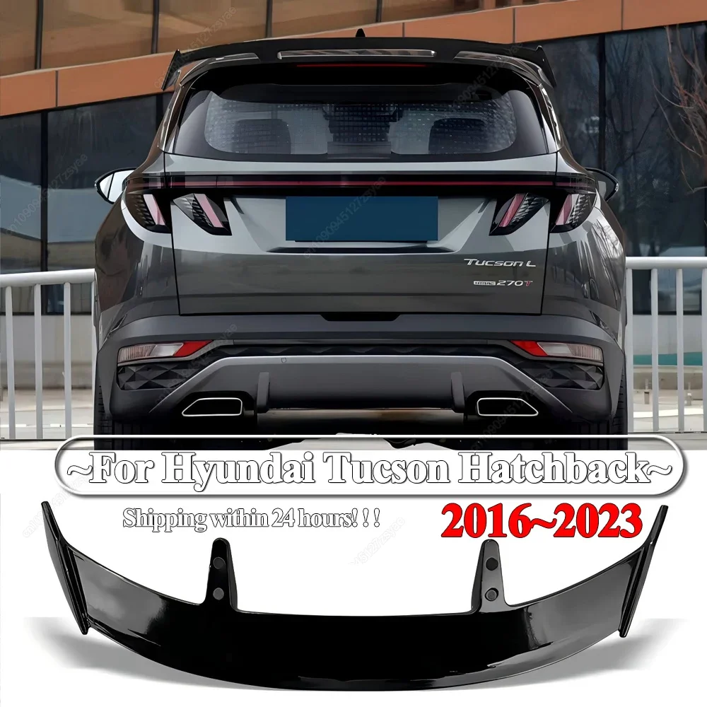 Car Rear Roof Trunk Spoiler Wing Tail Fixed Wind Wing For Hyundai Tucson 2016-2023 Hatchback ABS Gloss Black Bodykits Tuning