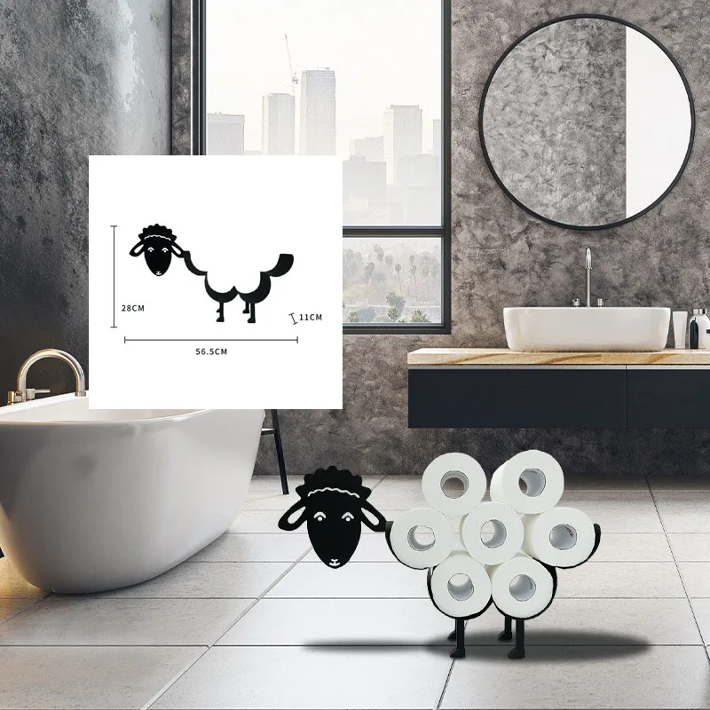 

Sheep DecorativToilet Paper Holder Iron Cute Free-Standing Bathroom Tissue Storage Holder Toilet Roll Paper Rack