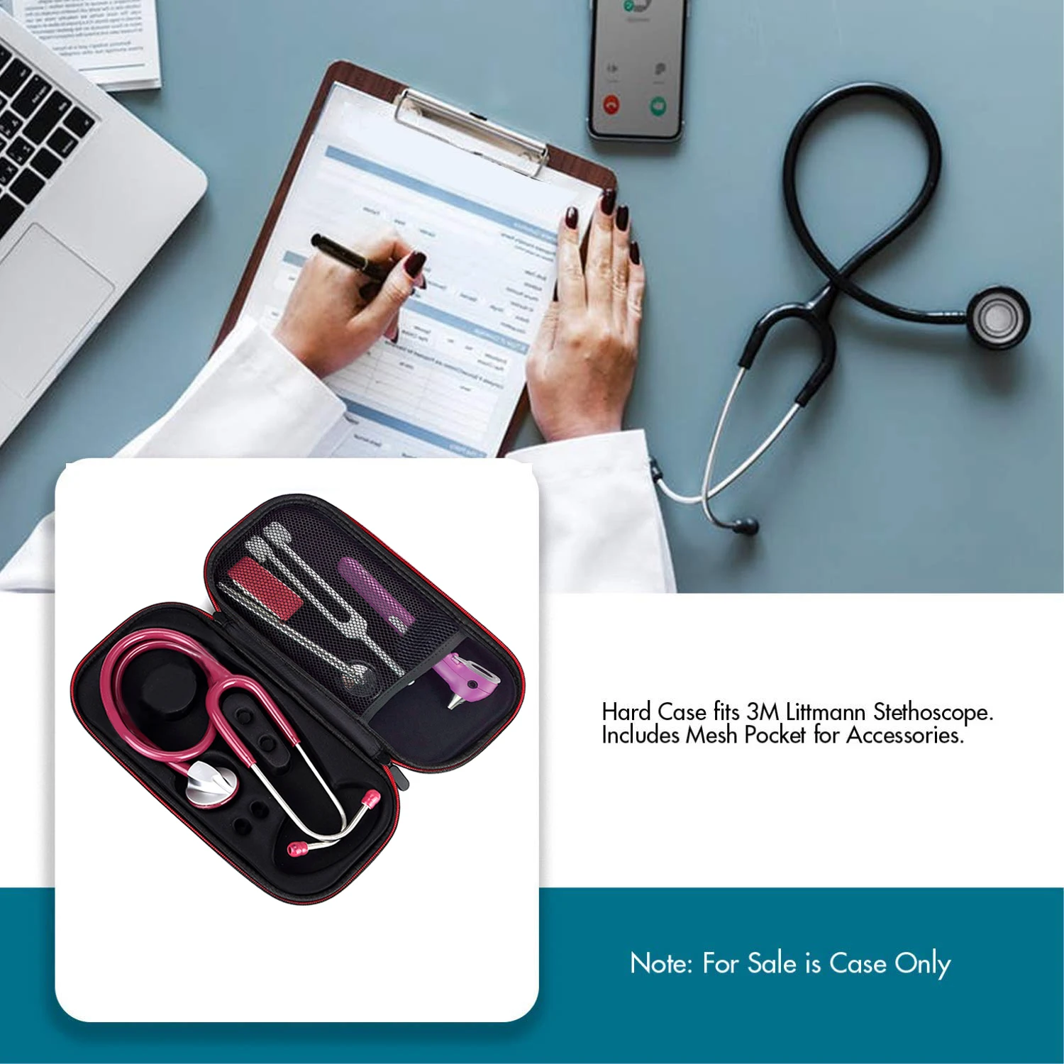 2021 custodia rigida per borsa da trasporto in EVA per stetoscopio portatile per 3M Littmann Classic III / MDF / ADC / Omron e altri accessori