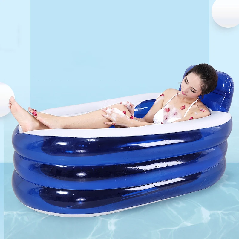 Children's Bathtub, Foldable Adult Inflatable Thickened Bathtub, Pillow, Bathtub With Lid, Transparent Swimming Pool,