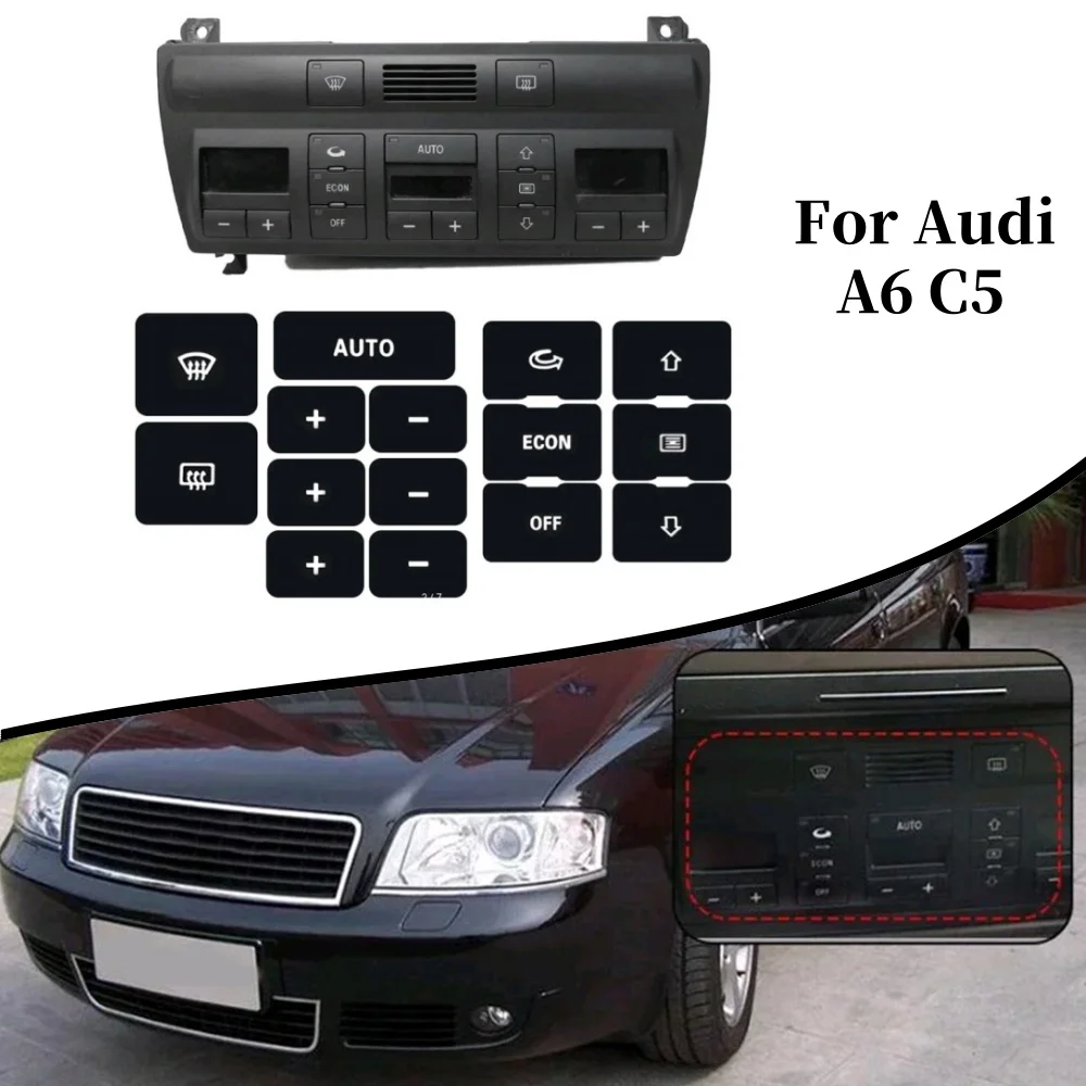 

1Pc Black Car Air Condition Climate Heater Control Button Repair Sticker Trim Decals Car Interior Accessories for Audi A6 C5