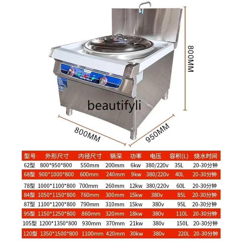 ltCommercial electric large pot stove large capacity beef and mutton soup stainless steel boiler restaurant electric wok