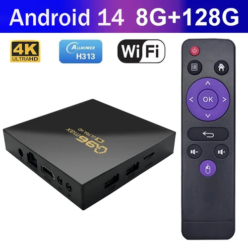 Q96 Max Android 14 Smart TV Box Allwinner H313 compatible con 4G Wifi HD 4K 1080P 8GB 128GB reproductor multimedia 3D TV Box Set Top Box IPTV