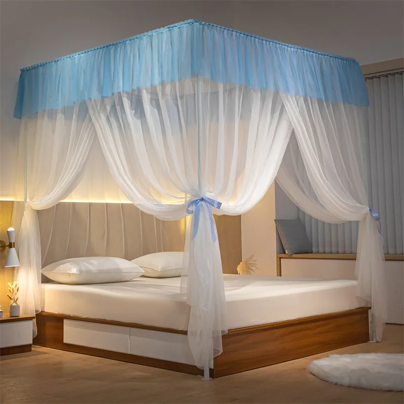 

Three Door Anti Mosquito Net Bed Canopy Nets Bedroom Decoration Tent Curtains + Iron Frame for 1.5M 1.8M Bed