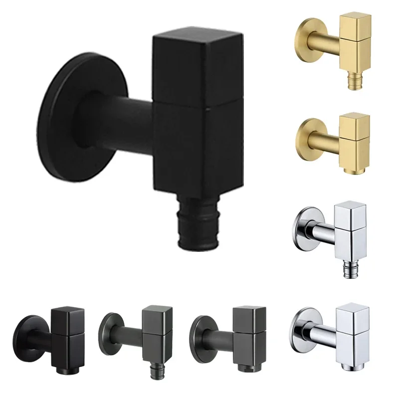Brass Black Faucet Extended Outdoor Garden Faucet Wall Mounted Bathroom Corner Washing Machine Faucet