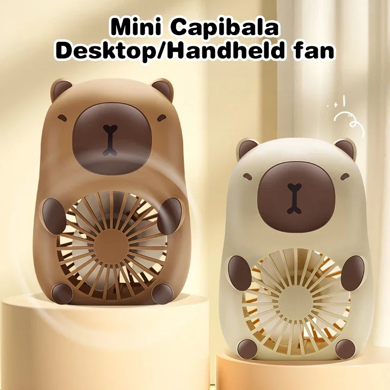 

New Portable Cute Capibala Mini Fan USB Rechargeable Three Speed Adjustable Fashion Home Outdoor Travel Camping Handheld Fan