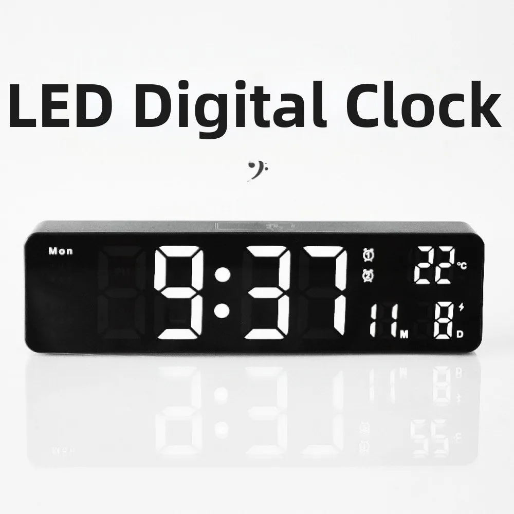 

Temperature Display LED Digital Alarm Clock Date Display Week Display Digital Wall Clock Touch Control Smart Brightness