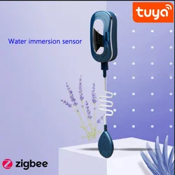 Tuya Zigbee Sensor inteligente de fugas de agua, Detector de nivel recargable, inodoro, antidesbordamiento, inmersión en agua, APP, vista de alarma