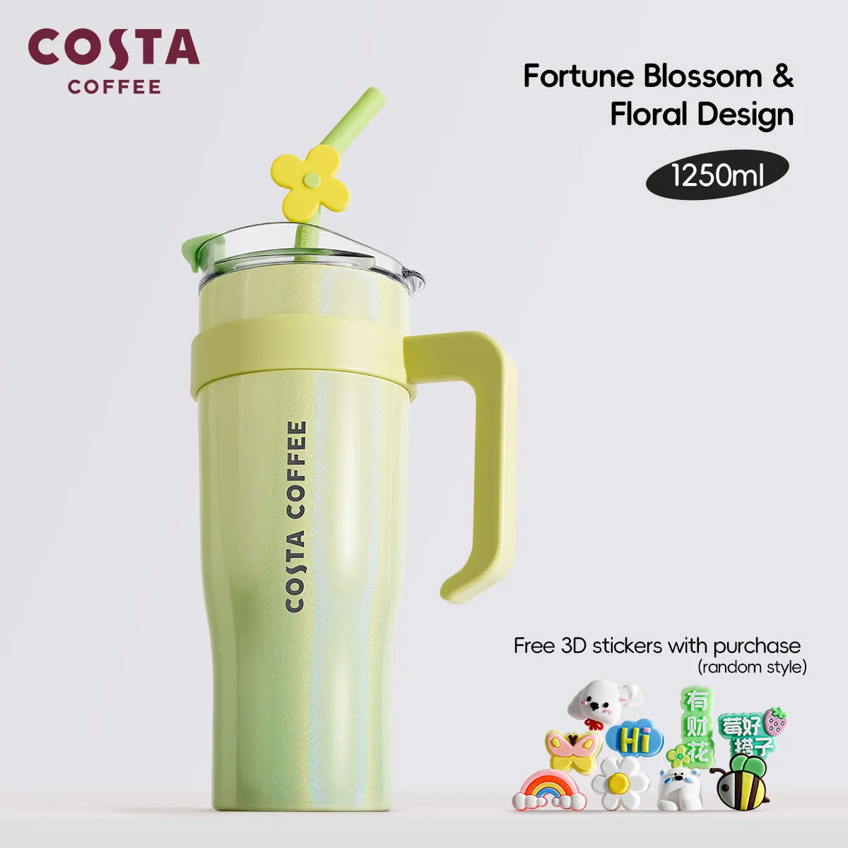 COSTA Giant Vacuum Insulated Tumbler - Blooming Fortune (Green)1.25L