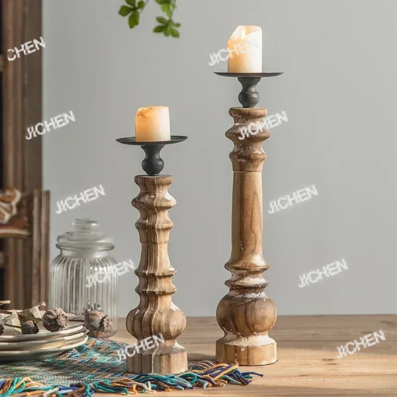 

ZQ Американский кантри винтажный старый подсвечник, украшения для входа в фойе B & B, украшения для свадебной съемки, украшения для стола