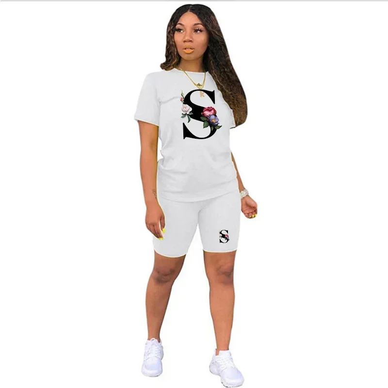 Letter S Printing Womens Tracksuit High Quality T-Shirt +Shorts 2 Piece Set Luxury Trend Jogging Outfit Summer Casual Suit S-3XL