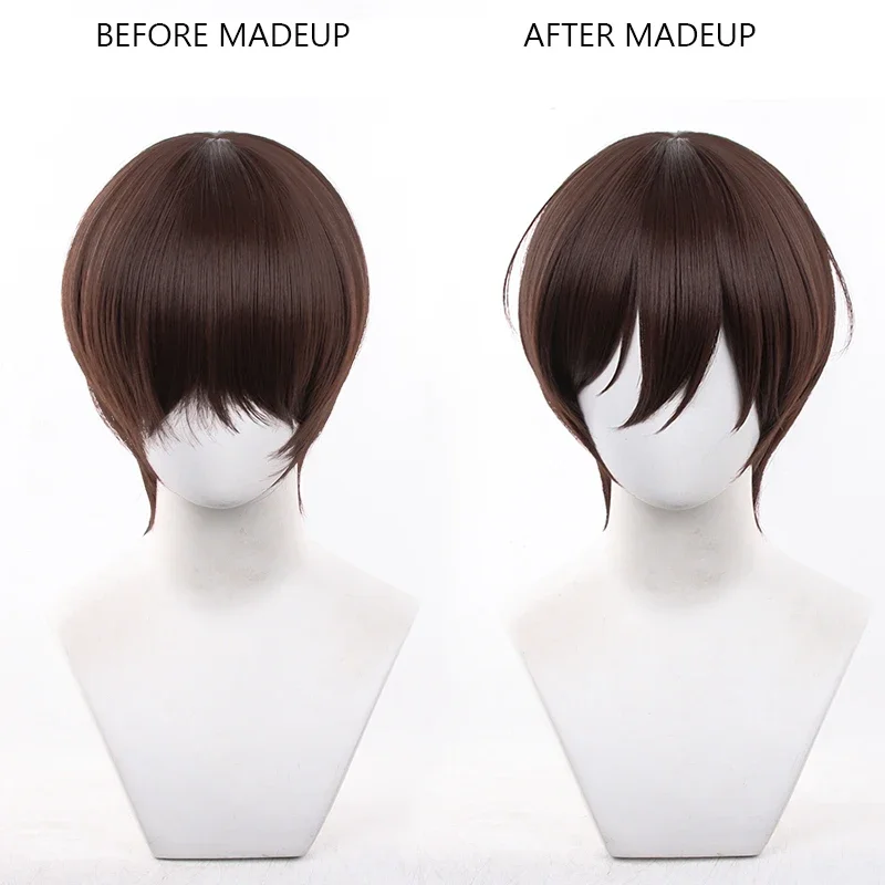 Fujioka Haruhi Haar Fujioka Haruhi Cosplay Perücke Ouran High School Host Club Fujioka Haruhi Dunkelbraune Perücke Hitzebeständige Perücken