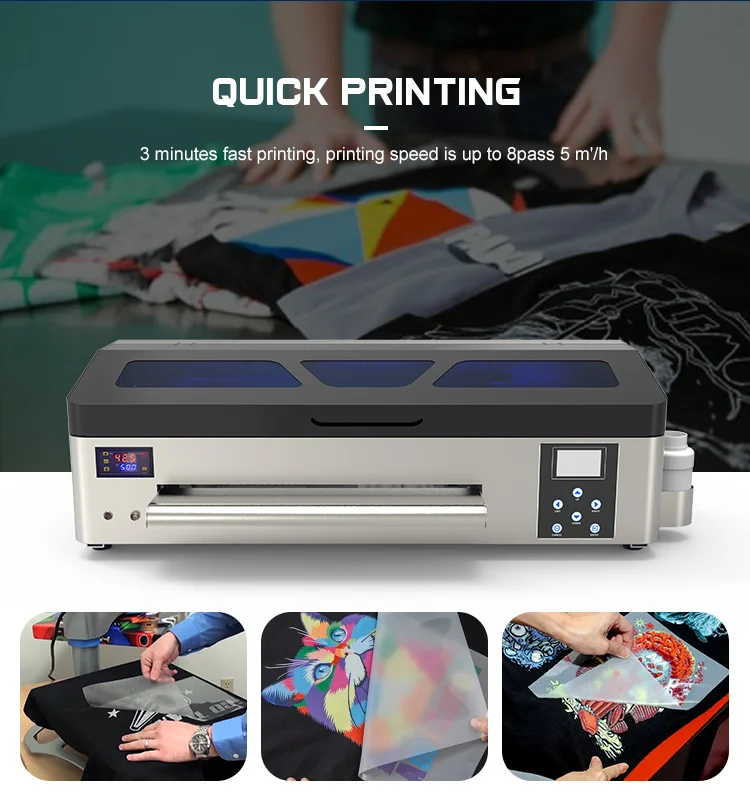 EraSmart Desktop Flatbed T Shirt Transfer 33Cm Roll Double Xp600 Heads Inkjet A3 Dtf Printer T-Shirt Printing Machine Printer