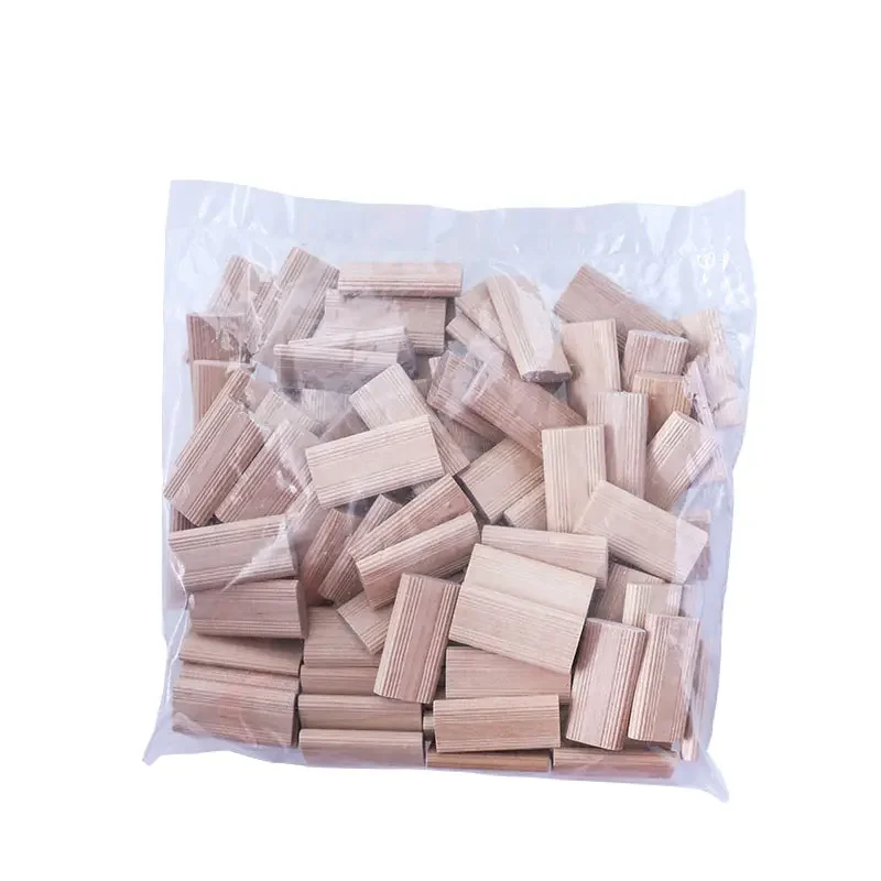 100Pcs Domino Solid Wood DIY Stripes Tenon Biscuit Joinery Beech Nail Cork Block Wood Board Furniture Butt Tool For Woodwork