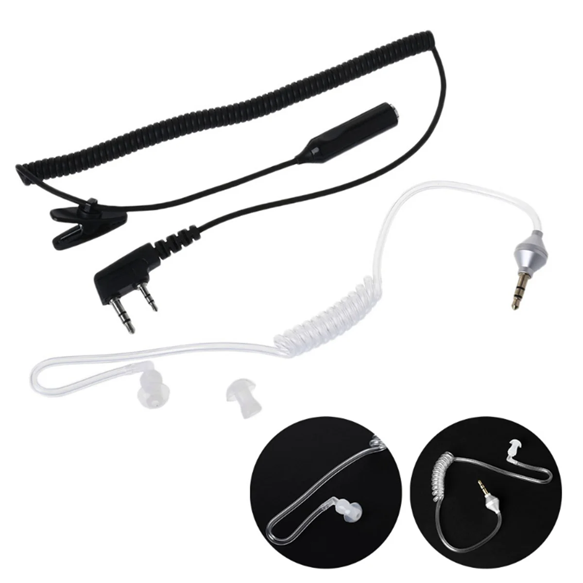 

6X 2-Pin PTT Mic Headset To 3.5Mm Air Acoustic Tube Earpiece For Baofeng UV-5R 888S-A74Z