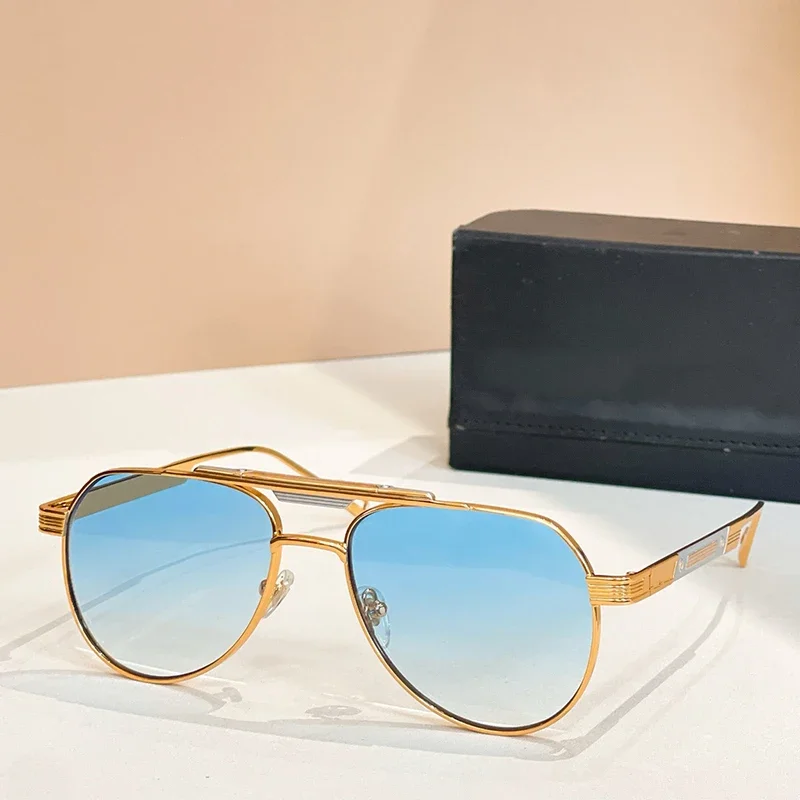 

MOD.3201 Alloy Big Oval Double Bridge Sunglasses for Men and Women High Quality Brand Designer UV400 Trendy Eyeglasses with Case
