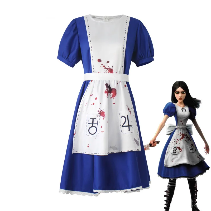 

Anime Alice Princess Dress Maid Apron Dress Game Madness Returns Alice Cosplay Costume For Women Girls Halloween Party