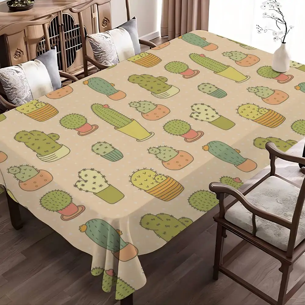 Cartoon Cute Cactus Plant Tablecloth Home Dinner Party Table Cover Wedding Banquet Outdoor Party Cover Decoration Tablecloths
