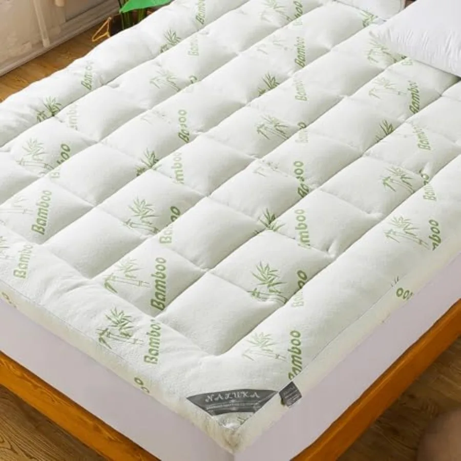 Bamboo_Viscose Mattress Topper Size Cooling Extra Thick Breathable Mattress pad 8-21"Deep Pocket Soft Quilted Fitted Mattress C