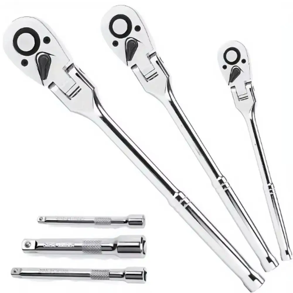72 Tooth Flex Head Ratchet Set 180° Adjustable Swivel Head Ratchet Wrench Flex Head Design Rubber Grip Adjustable Ratchet Wrench