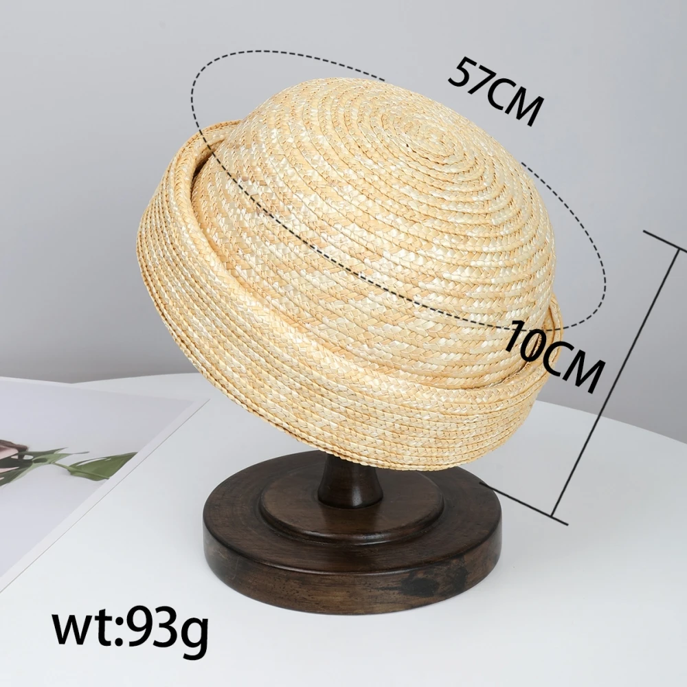 Strohhut im Pillbox-Stil, Sommer-Beret, Sonnenhut, japanischer Retro-Hochzeits-Fedora, Hostess-Mode, Millinery, Fascinator, Designer-Malerhut – Detail 3