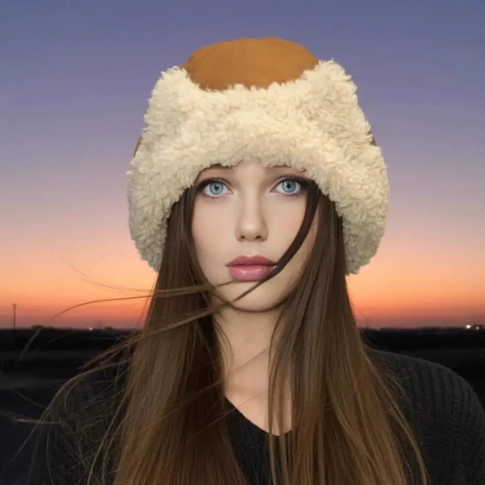 Windproof Winter Hat Cat Ear Sherpa Fleece Hat for Women Windproof Winter Ear Protection Cap Thick Warm Fuzzy Skull for Outdoor