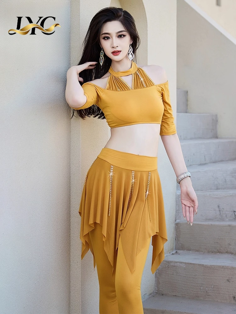 Nuovo originale per la pratica della danza del ventre, gonna, pantaloni, lucido, uniforme di gruppo per l'allenamento della danza orientale