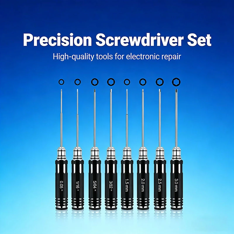4/8Pcs Screwdriver Set Hexagonal Shank With Titanium-plated Internal Hexagonal Socket HSS Steel Repair Tools for Model Airplane