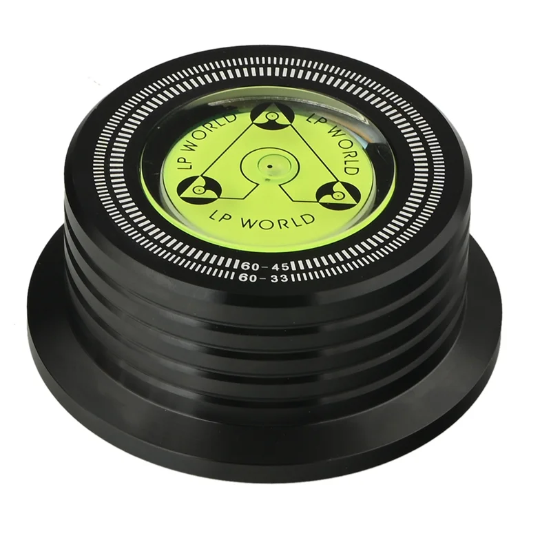 ABSQ-Universal 60Hz LP Vinyl Record Player Disc Turntable Stabilizer with Level Aluminum Alloy Weight Clamp Black
