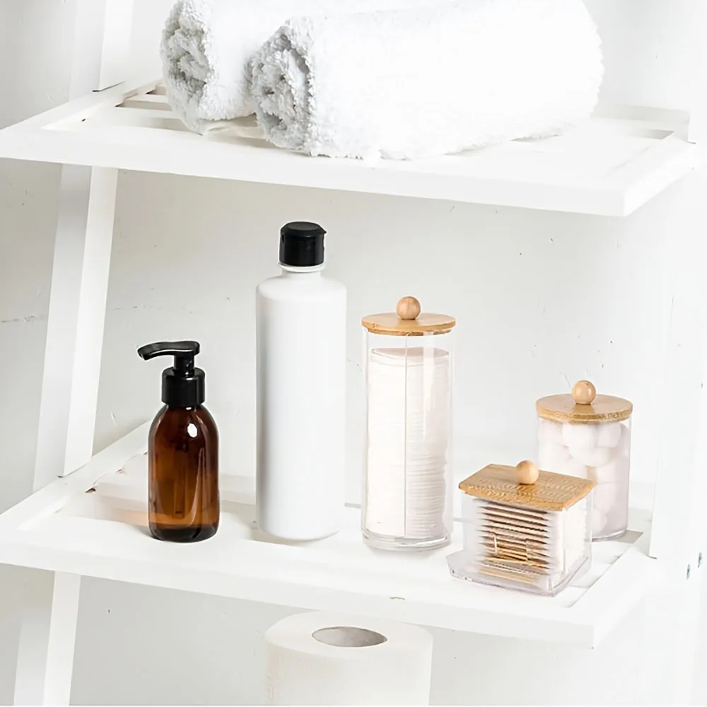 مجموعة حامل أعواد قطنية مكونة من 3 قطع، وموزع حمام، وصندوق تخزين كرات قطنية، ومسحات قطنية، ومنصات قطنية، وأدوات تنظيف الأسنان #5