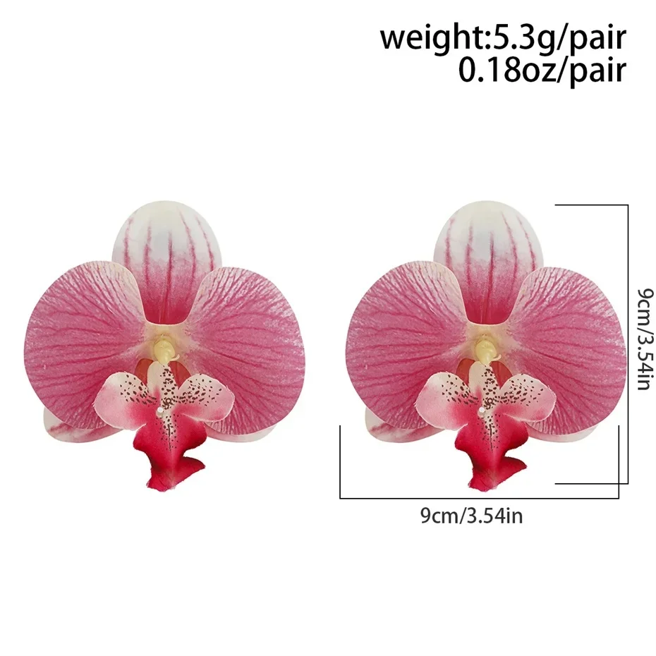 Exaggerated Sweet Colorful large Butterfly Orchid Flower Stud Earrings for Women 2024 Korean Fashion Piercing Earrings Party