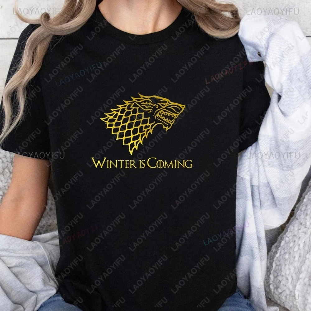 TV Series Game of Thrones Printed T-shirt Top Neutral Trend Harajuku Short Sleeve Unisex Shirt Pattern Large T-shirt