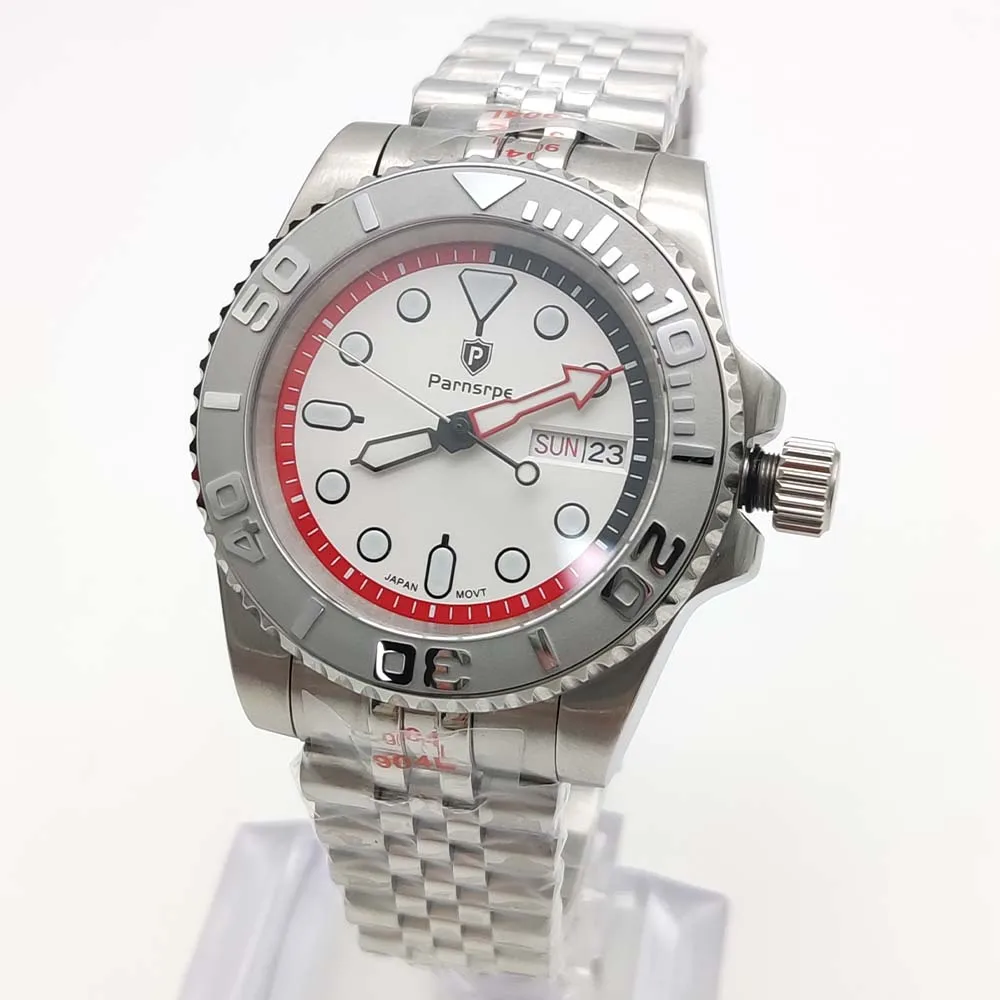 Parnsrpe Value Men's Automatic Mechanical Watches Stainless Steel Waterproof Sapphire Case Transparent Back Wristwatch