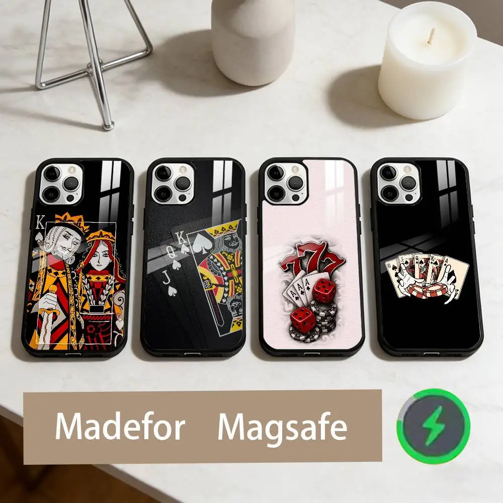 

P-Poker Card Game Phone Case For iPhone17,16,15,14,13,12,11 Plus,Pro Max Magnetic For Magsafe Wireless Charging