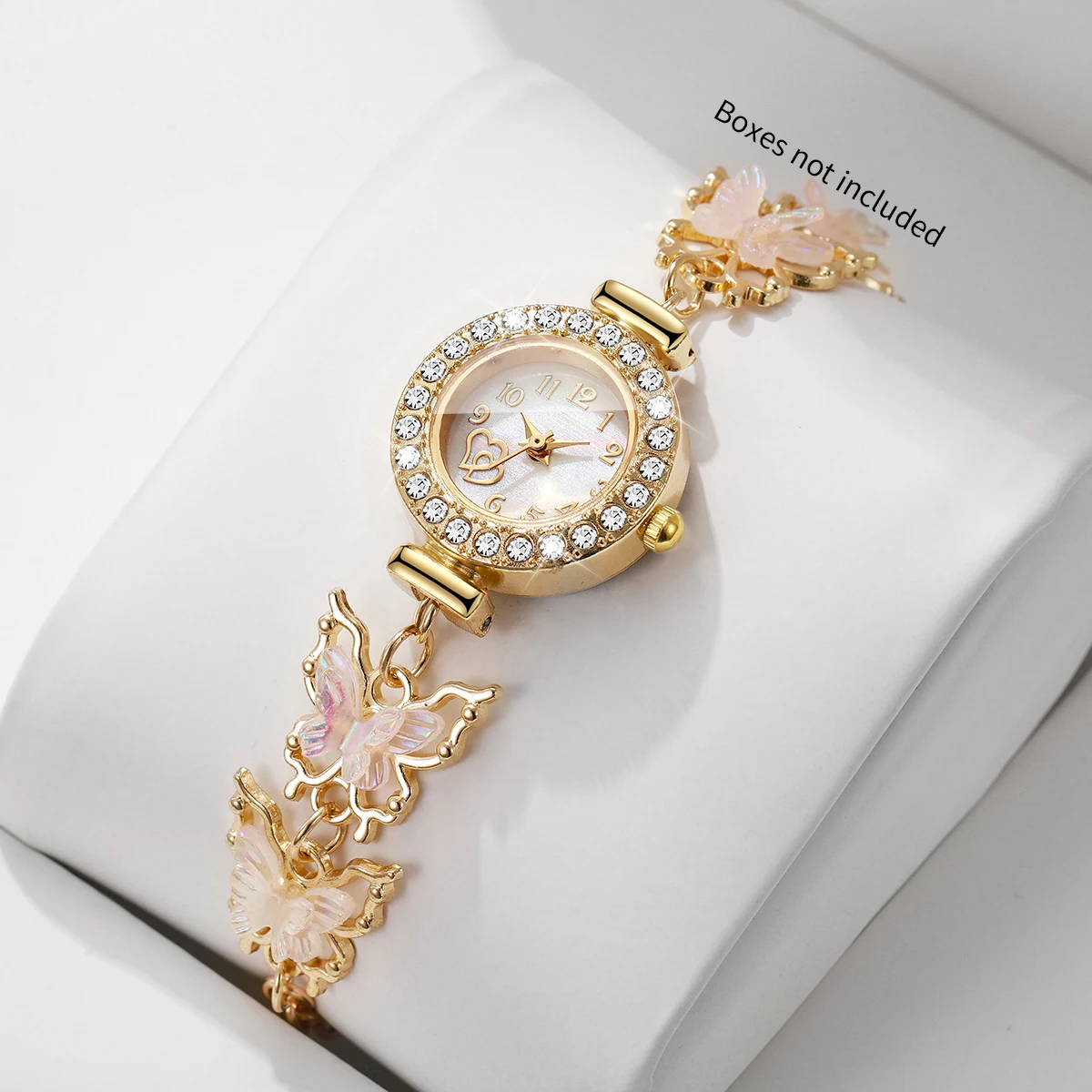 Fashion Rhinestone Women Watch Butterfly Bracelet Strap Quartz Wristwatches Girls Clock Gift Relógio Feminino（Without Box）