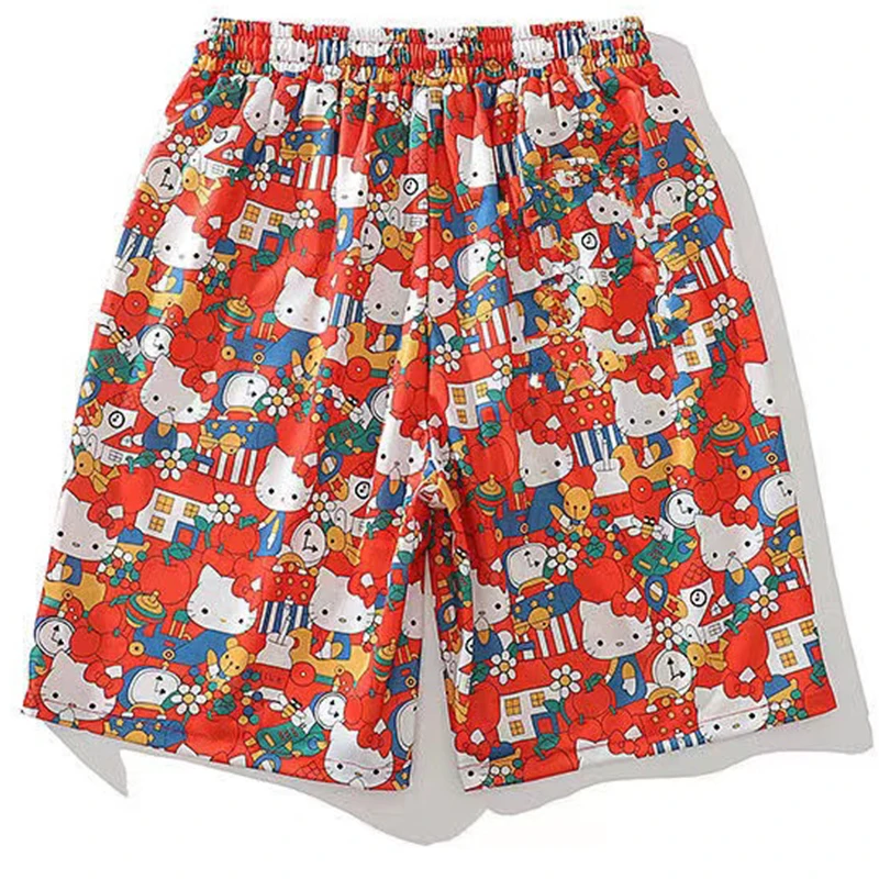 Hello Kitty Shorts Cartoon Vrouwen Zomer Wijde Pijpen Broek Veelzijdige Drape Thuis Toevallige Strand Vijf Punten Shorts