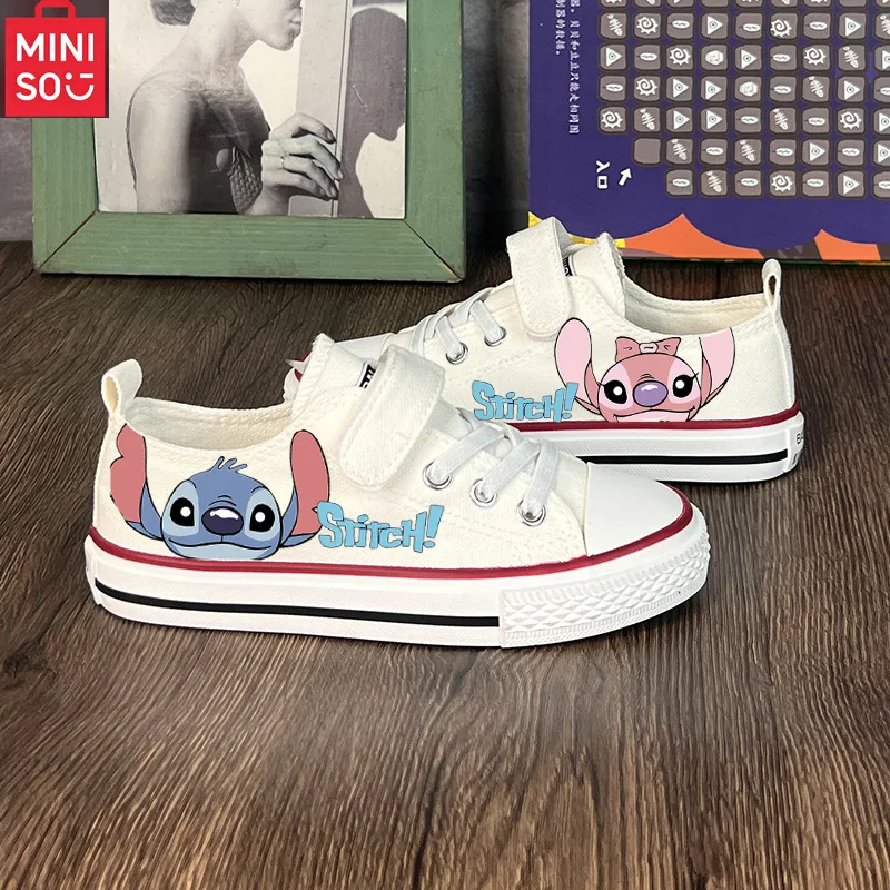 

MINISO Disney Stitch парусиновая обувь с высоким берцем/низким берцем универсальная спортивная обувь с рисунком граффити для мужчин и женщин модная обувь на плоской подошве