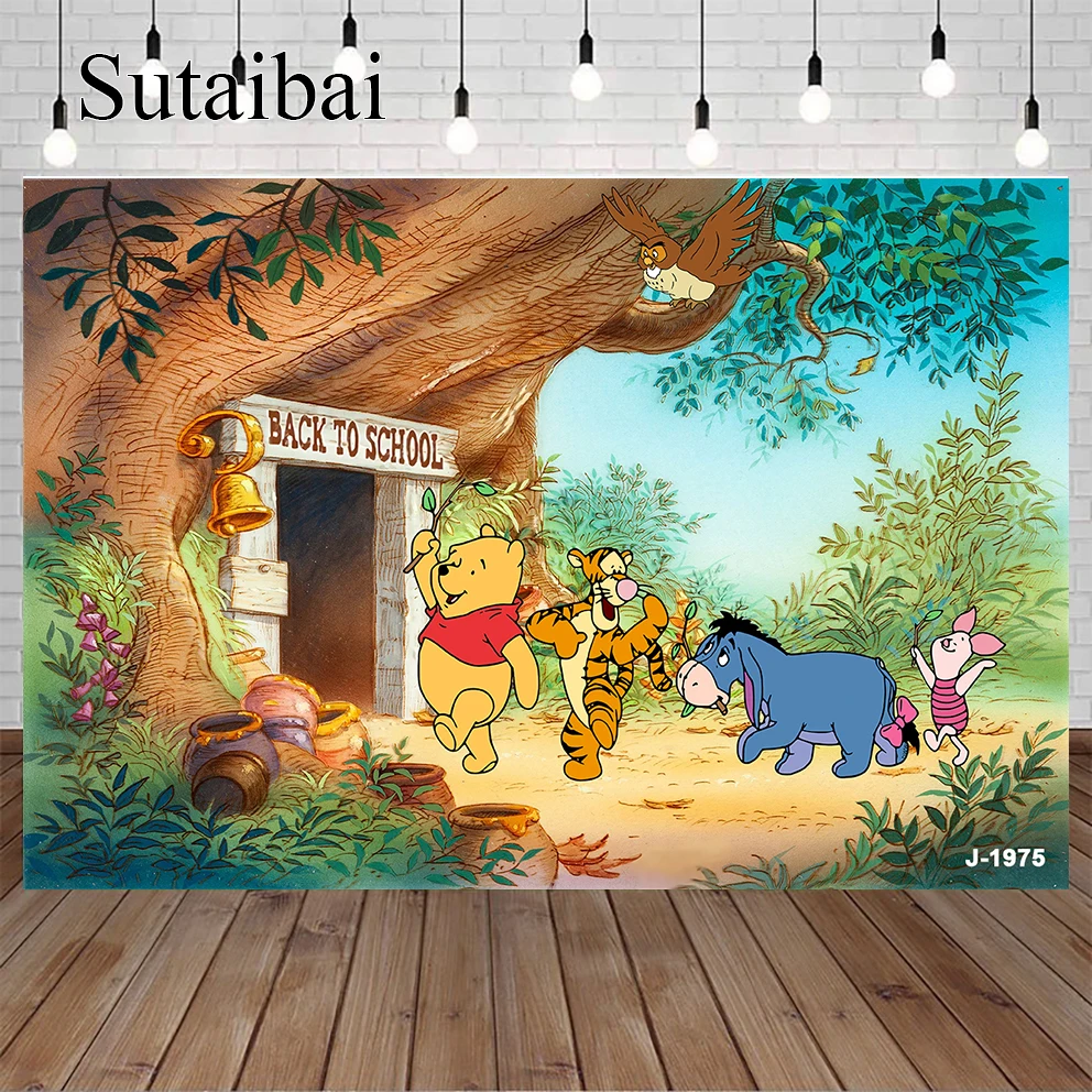 Winnie The Pooh Backdrop Bear Newborn Happy Birthday Party 1st Baby Shower Photograph Background Photo Banner Decoration