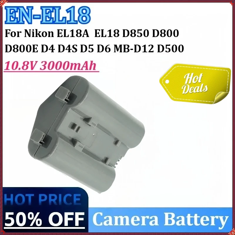 

EN-EL18 10.8V 3000mAh Camera Battery for Nikon EN EL18A EN D850 D4 D4S D800 D800E EL18 D5 D6 MB-D12 D500 D800 Digital Batteries