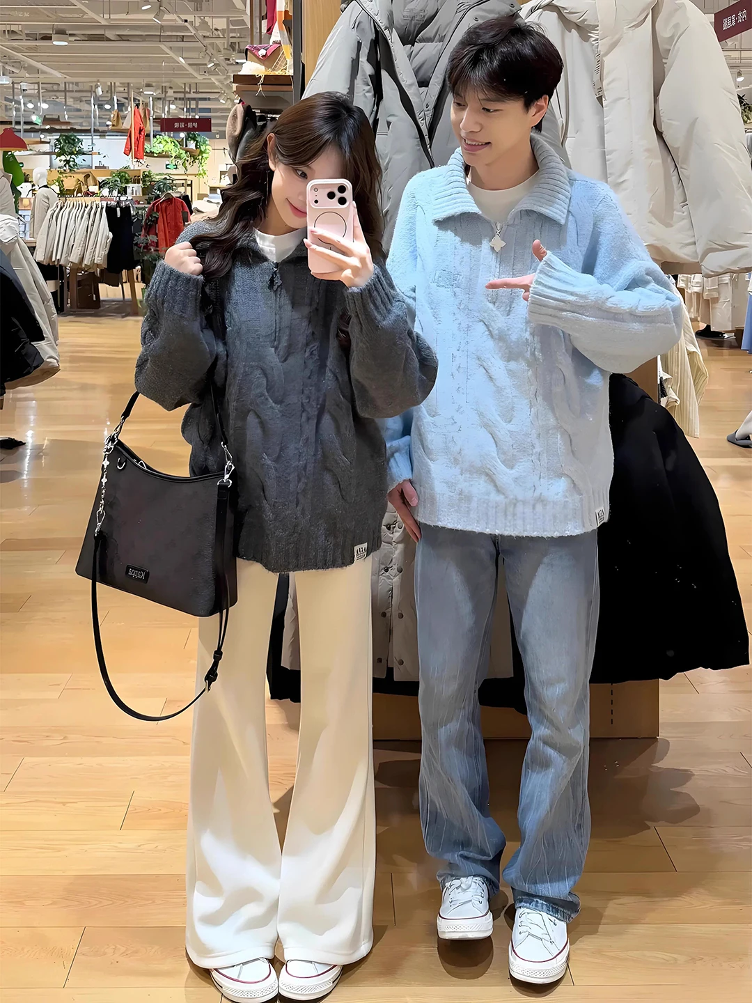 

Синий вязаный свитер с молнией из тонкой пряжи для мужчин и женщин, американский стиль, повседневный, для пар, Ciwalk