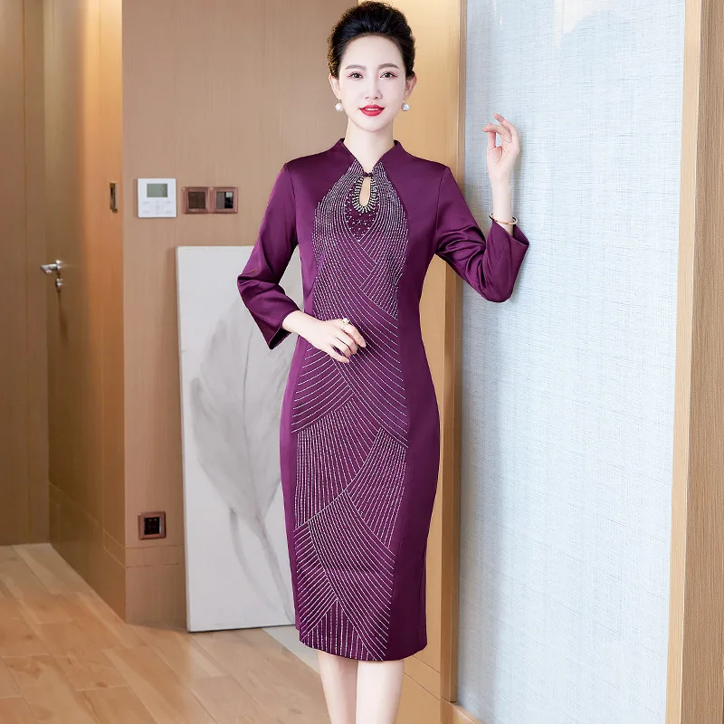 Yourqipao Wedding Banquet Dress Chinese Mother Cheongsam Dress Wedding Guest Qipao Prom Dress 2024