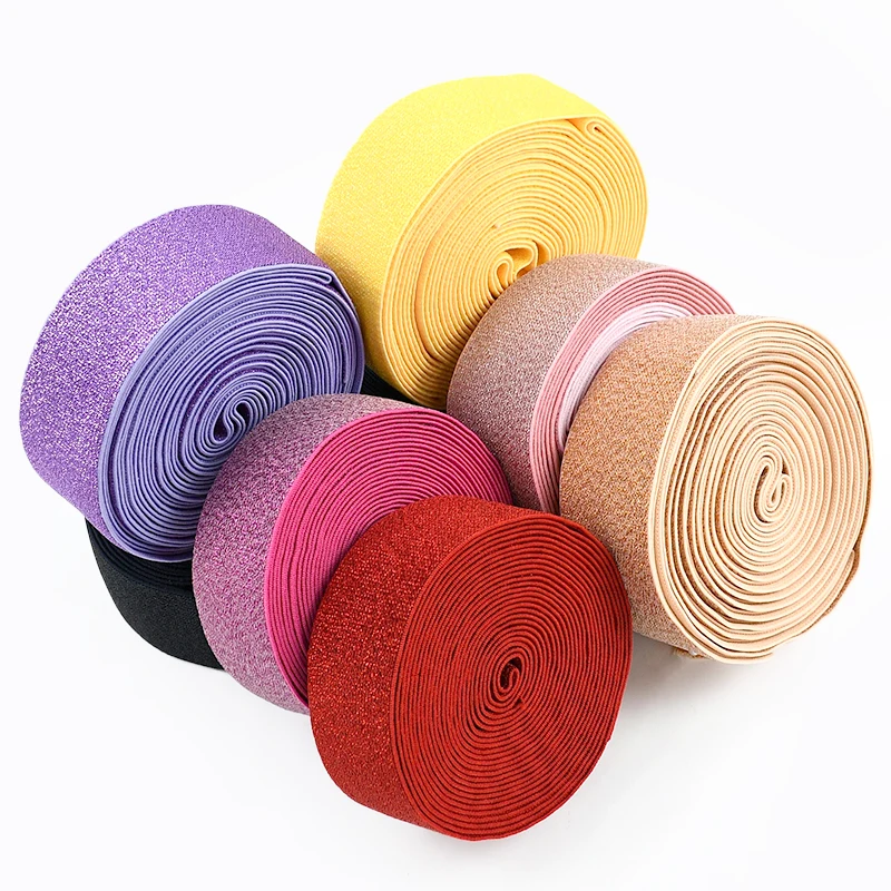 2/5/10Meters 25/30/40/50mm Colored Silk Rubber Band 1.2mm Thick Nylon Elastic Bands for Bra Strap Belt Hair Ribbon Bungee Cord