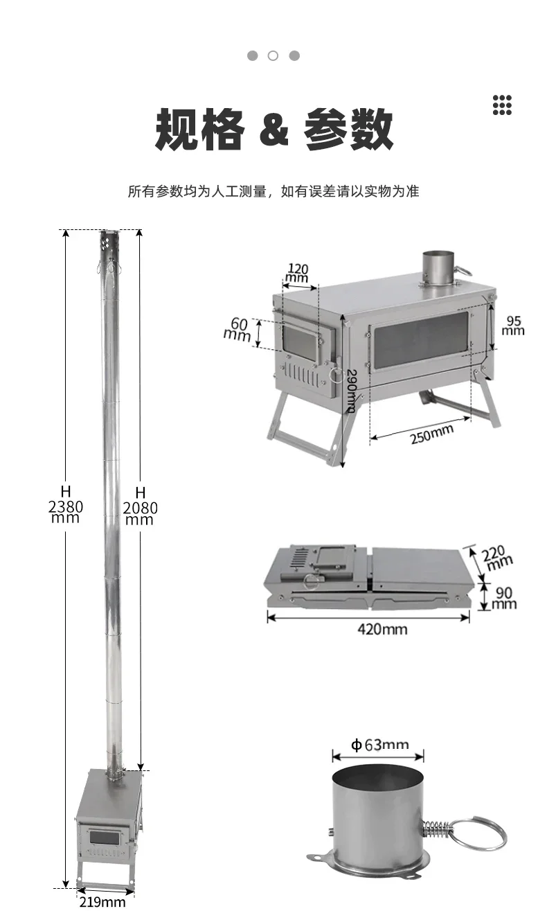 Titanium Tent Stove Outdoor Folding Tent Heater Por    Wood Burner Brazier Camping Wood Burning Furnace
