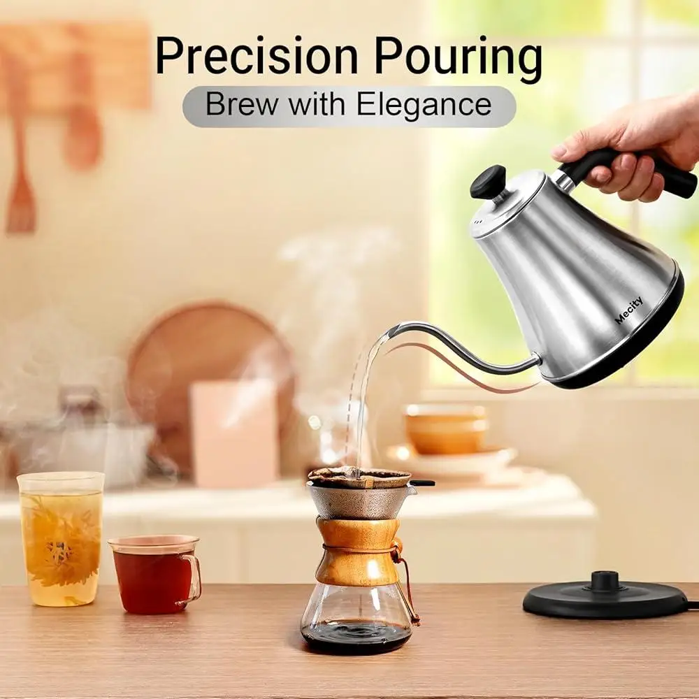Gooseneck Electric Kettle Stainless Steel Fast Heating Auto Shut Off Precision Pouring Durable 1000W Tea Coffee Water Boiler