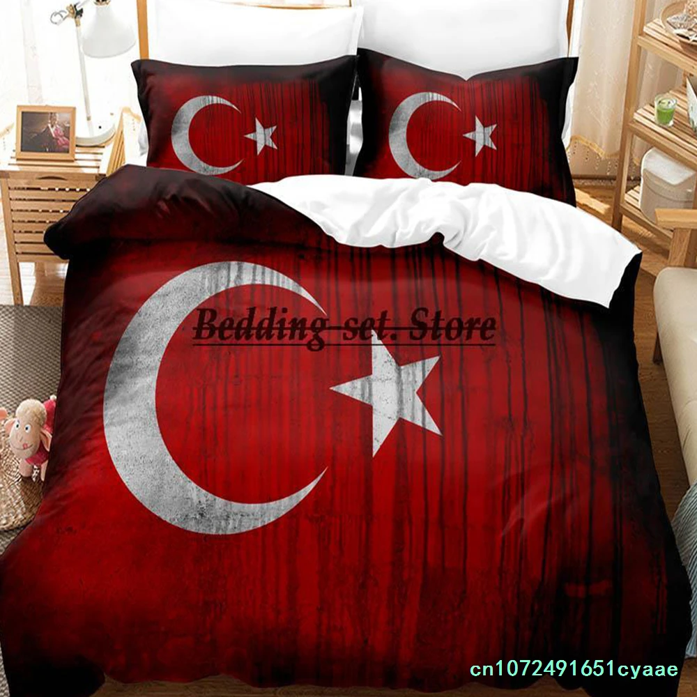 Turkey Flag Bedding Set Single Twin Full Queen King Size Bed Set Aldult Kid Bedroom Duvetcover Sets 3D Print Anime Bed Sheet Set