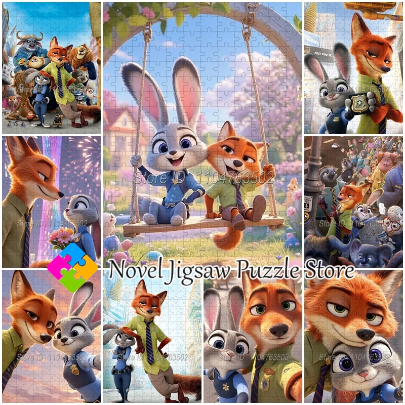 ディズニー Zootopia ジグソーパズル 200/300/500/1000 ピース漫画パズル大人の減圧ゲーム家族手作りおもちゃ