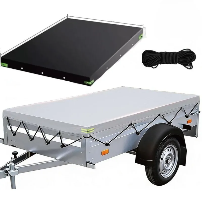 

420D 600D Universal Car Tarpaulin Trailer Cover Dustproof Truck Canopy Sun-proof with Reflective Strip Trailer Tarp