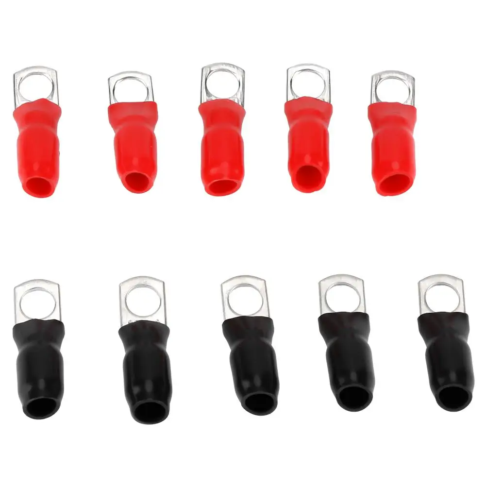 10 Pcs Red & Black Medium Copper Joint Terminal Wire Connectors #4 for Vehicle