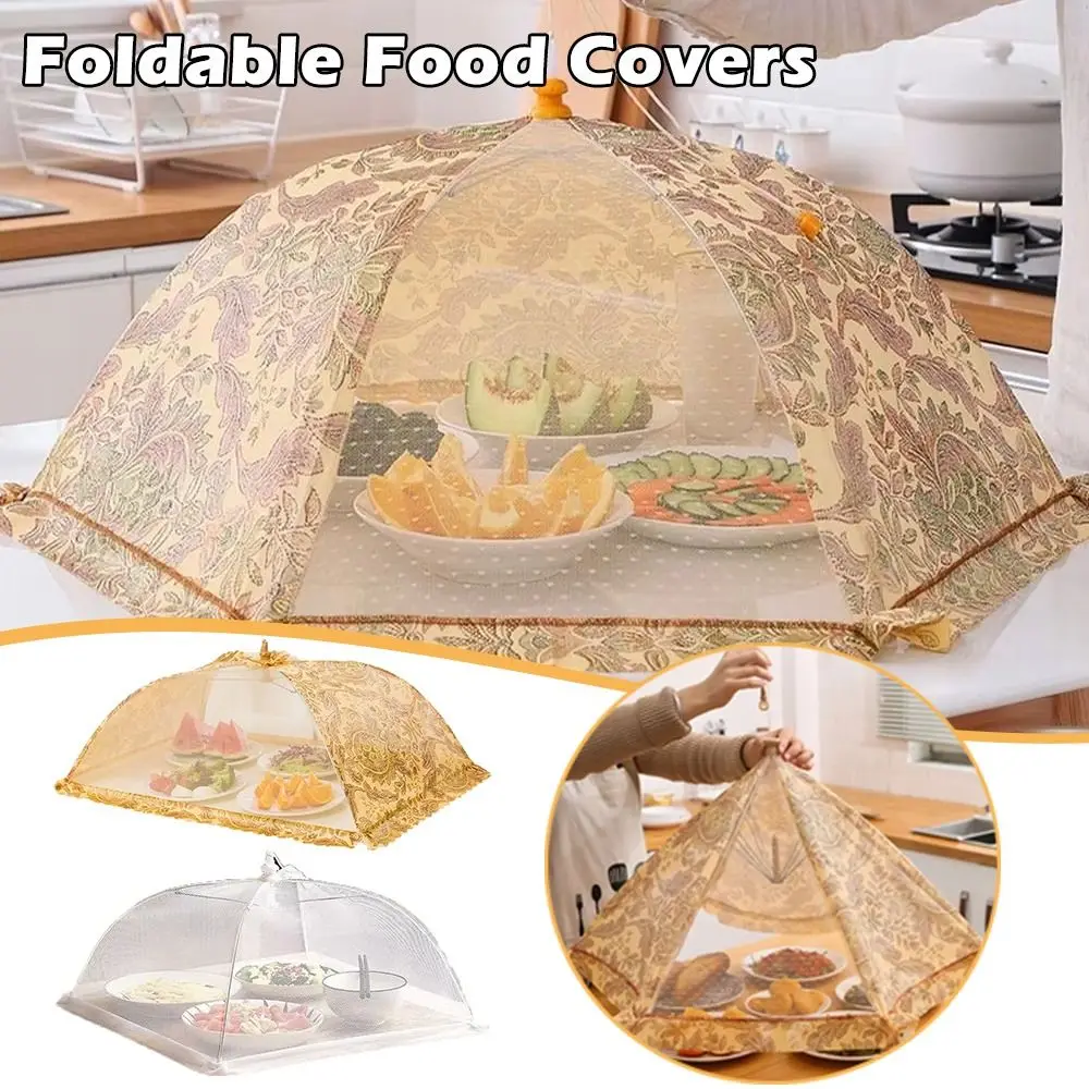 

New Foldable Food Covers Breathable Dustproof Vegetable Cover Umbrella Anti Fly Mosquito Dining Table Mesh Cover