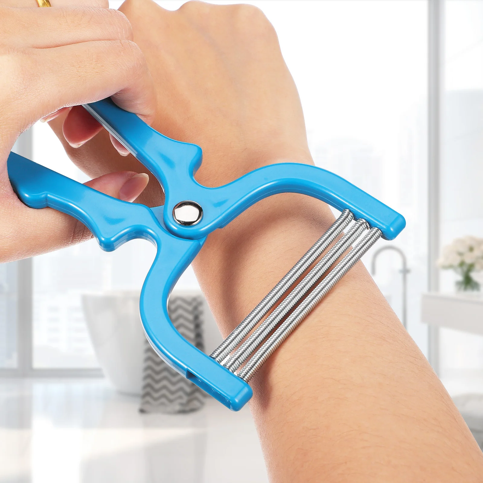 

3Pcs Facial Epilator Threading Hair Removal Tool Easy to Use Portable Durable for Women Lip Hair Spring Blue Epilator